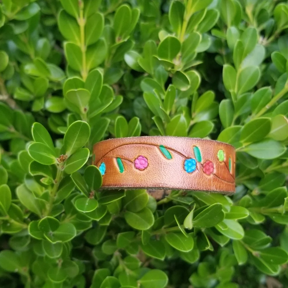 Vintage Tooled Leather Bracelet from the '70's L